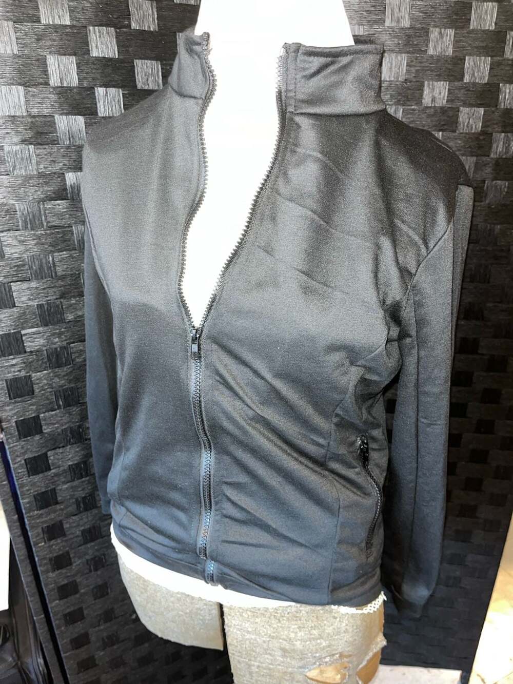 Xiranmei Fashion Women's Black Full-Zip Athletic Track Jacket, Size M